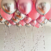 Хром серебро/розовый, пастель розовый, дождик серебро 50см - 15шт